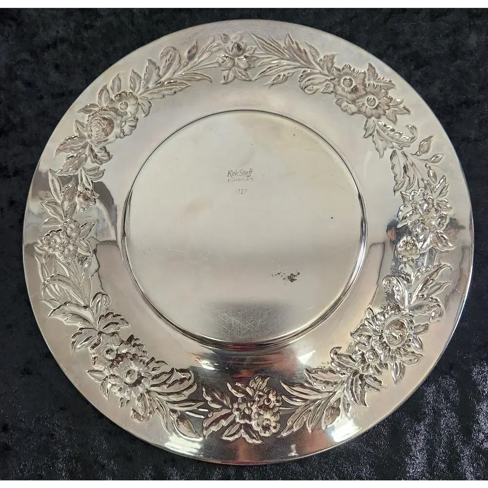 Vintage Kirk Stieff SilverPlate Round Tray-1727